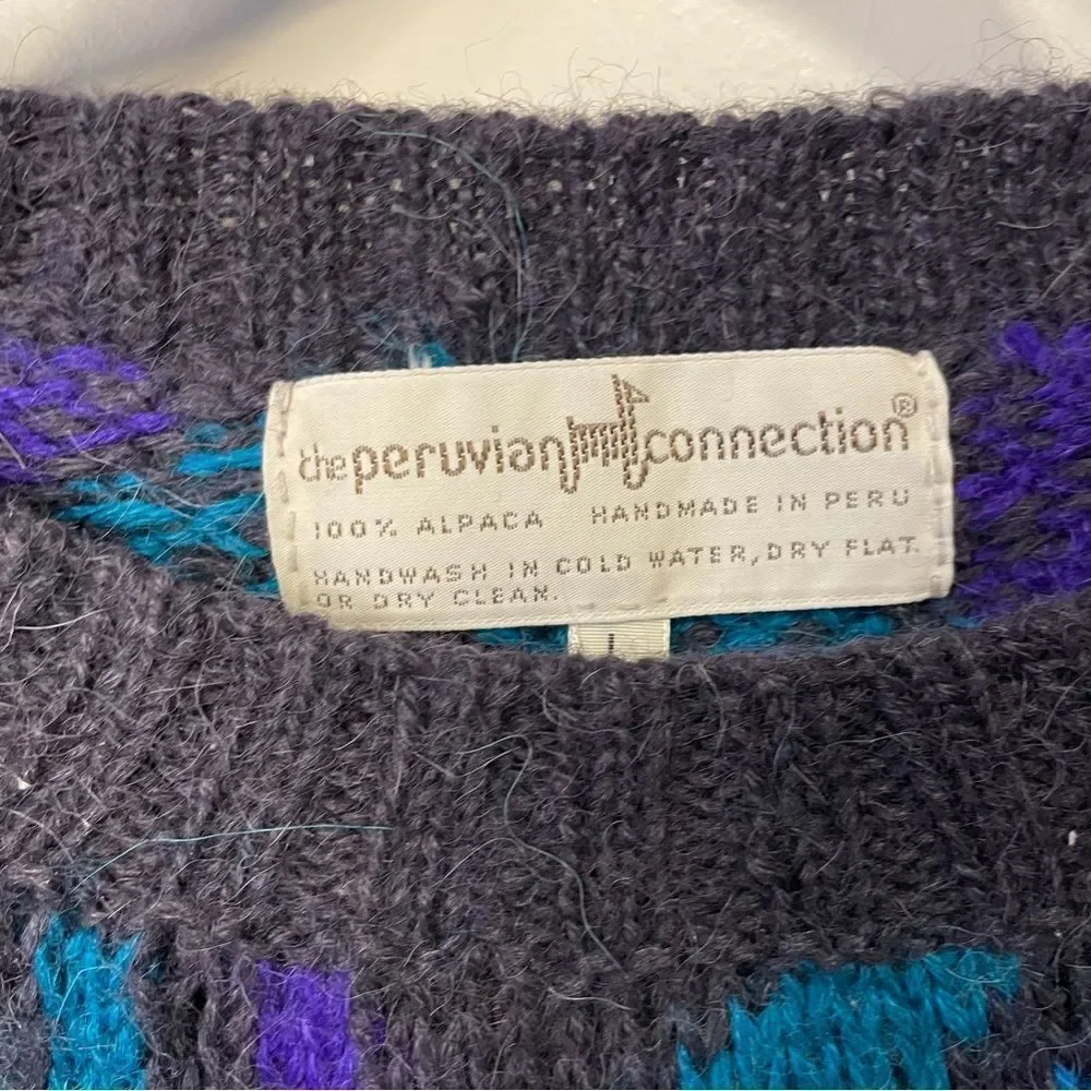 Peruvian Connection abstract 100% alpaca vintage sweater